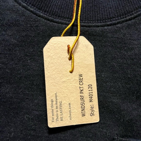 Huckberry Relwen Windsurf Cotton Pocket Crew Neck Pullover Sweater Blue Men’s M - Picture 4 of 5